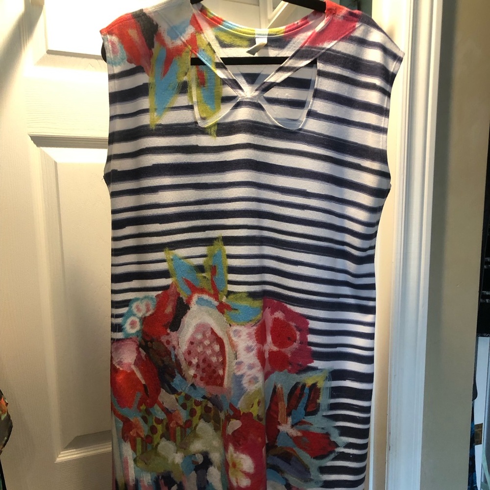 Atelier5 Sleeveless Blue White Stripe Dress Size XL